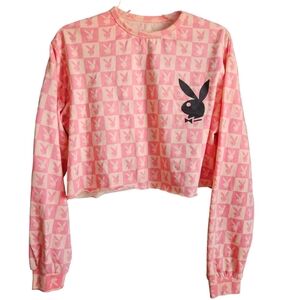 PLAYBOY Pink and Cream Crop Top